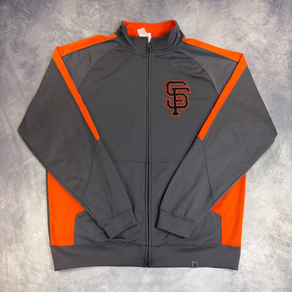 Majestic San Francisco Giants Track Jacket Mens XL Grey Orange Full Zip MLB